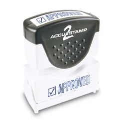 ACCUSTAMP2 1.63 in. x 0.5 in. APPROVED Pre-Inked Shutter Stamp - Blue