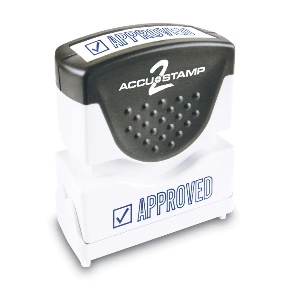 ACCUSTAMP2 1.63 in. x 0.5 in. APPROVED Pre-Inked Shutter Stamp - Blue