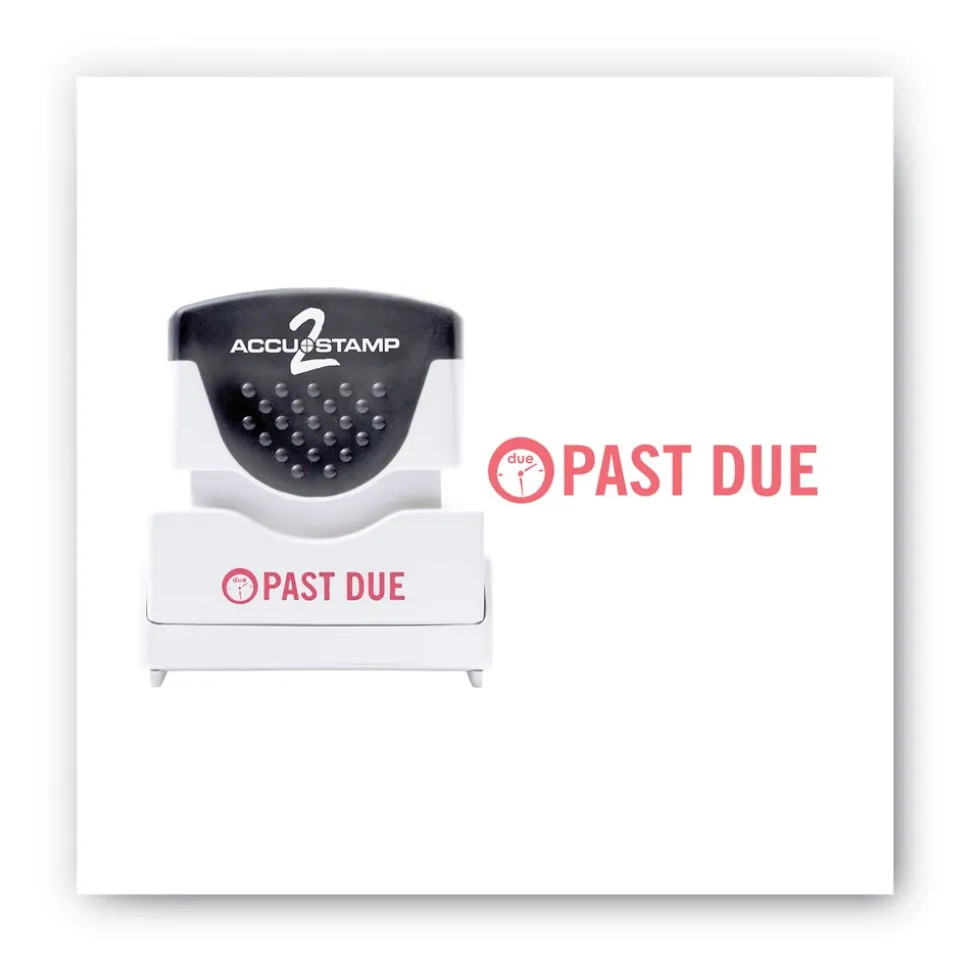 ACCUSTAMP2 1.63 in. x 0.5 in. PAST DUE Pre-Inked Shutter Stamp - Red