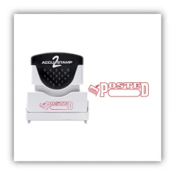 ACCUSTAMP2 1.63 in. x 0.5 in. Pre-Inked POSTED Shutter Stamp - Red