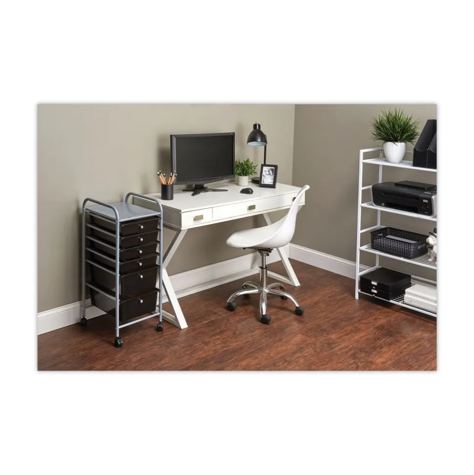 Advantus 1 Shelf 6 Drawers 13 in. x 15.38 in. x 32.13 in. Metal Portable Drawer Organizer - Matte Gray/Smoke