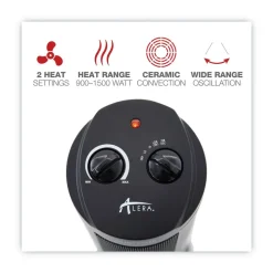 Alera 7.37 in. x 7.37 in. x 17.37 in. 1,500 Watts Mini Tower Ceramic Heater - Black