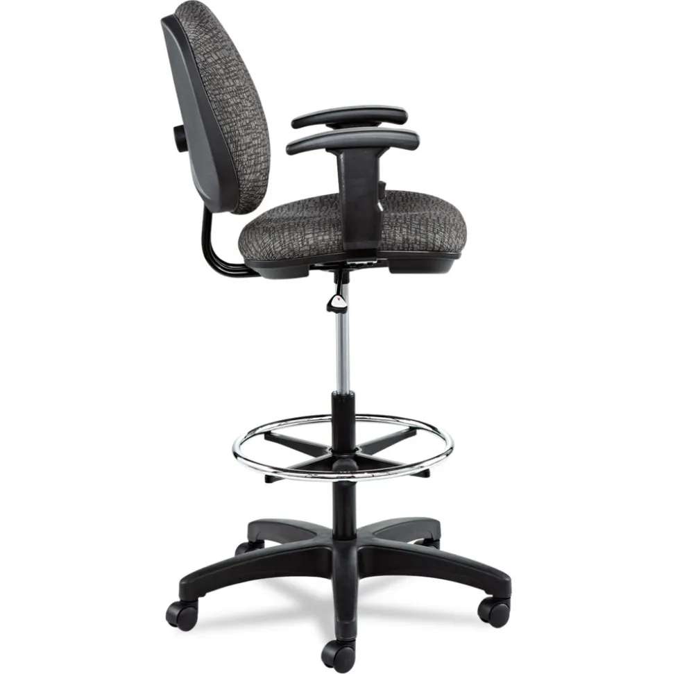 Alera Alera Interval Series Swivel Task Stool, Tone-On-Tone Fabric, Graphite Gray