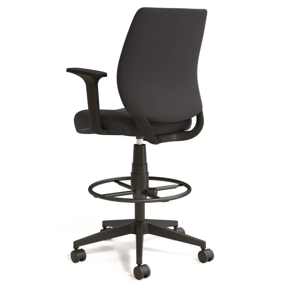 Alera ALEWX4614 27.95 in. to 33.66 in. Seat Height Supports Up to 275 lbs. Fabric Wessex Drafting Stool - Black