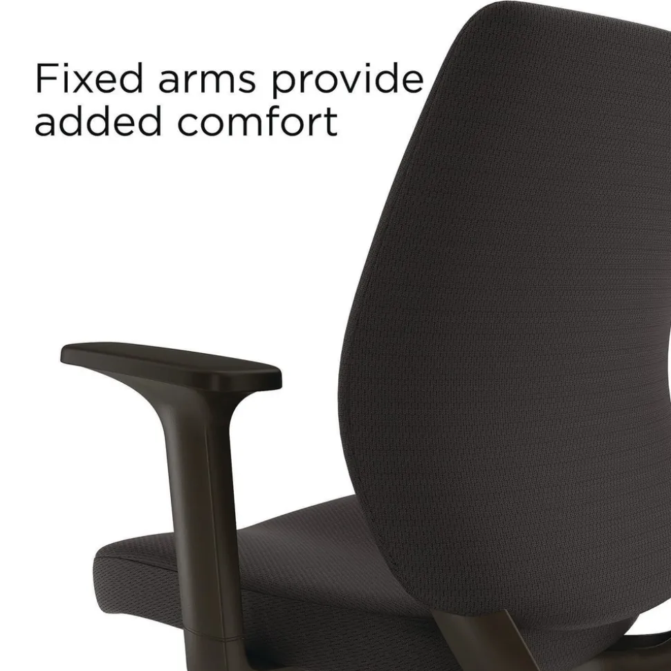 Alera ALEWX4217 17.13 in. to 20.83 in. Seat Height Supports Up to 275 lbs. Wessex Ergonomic Fabric Task Chair - Black