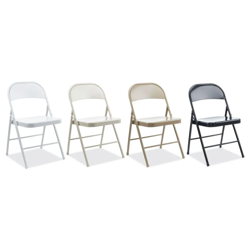 Alera Armless Steel Folding Chair Supports Up to 275 lbs. - Taupe (4/Carton)