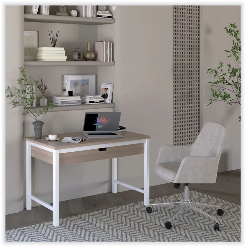 Alera 18.9 in. to 22.24 in. Seat Height Mid-Century Task Chair Supports Up to 275 lb - Cream Seat/Cream Back