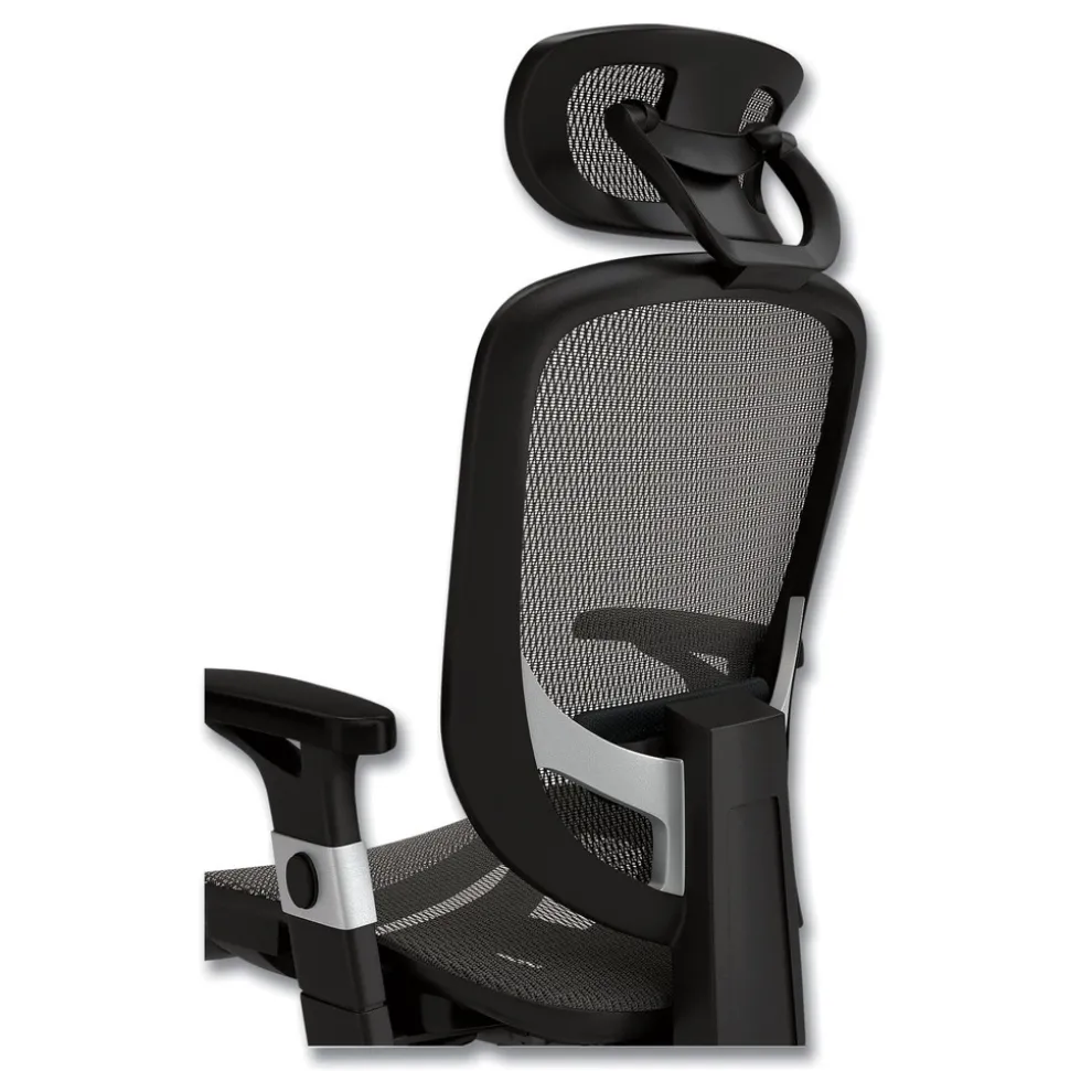 Alera 17.24 in. to 20.98 in. Seat Height Supports Up to 275 lbs. Minerva Ergonomic Mesh Swivel Task Chair - Gray Seat/Back, Silver Base