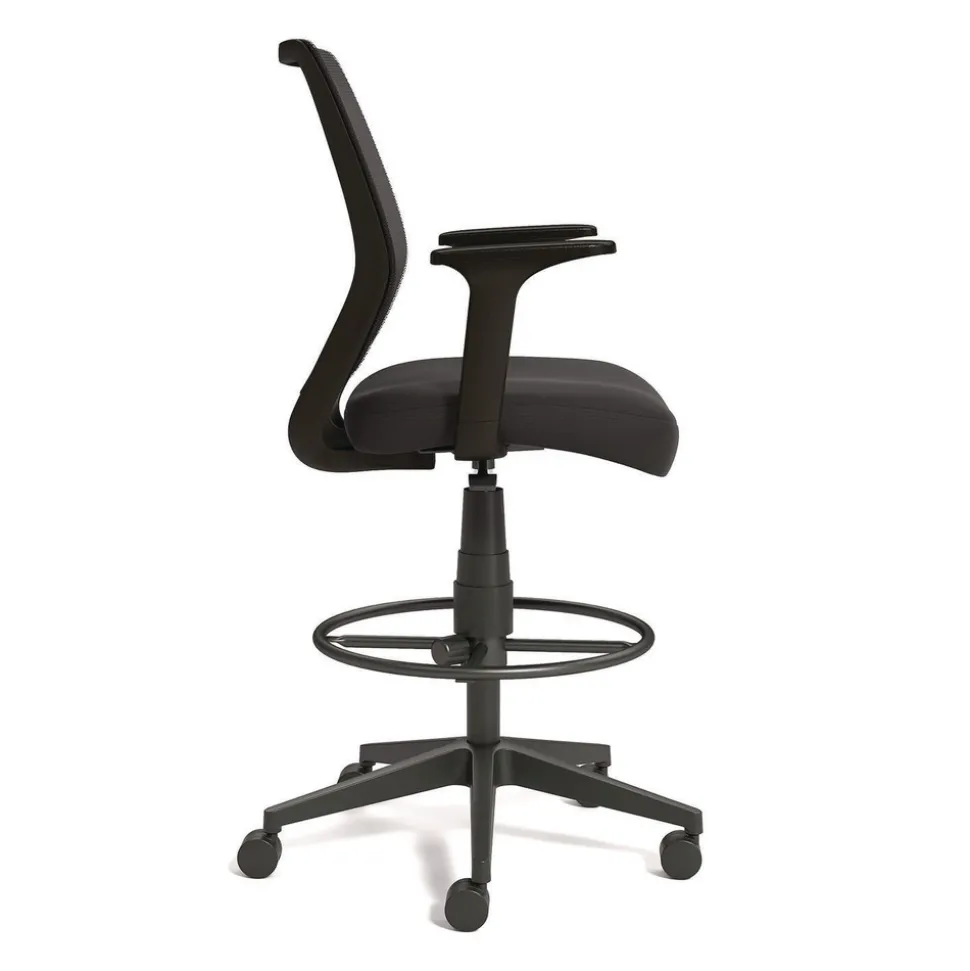 Alera 27.95 in. to 33.66 in. Seat Height Supports Up to 275 lbs. Mesh Back Wessex Drafting Stool - Black