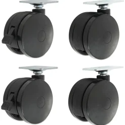 Alera 2 in. Wheel Grip Ring Stem Casters for Height-Adjustable Table Bases - Black (4/Set)