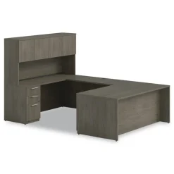 Alera 72 in. x 16 in. x 36 in. 4-Compartment Seville Hutch with Doors - Walnut