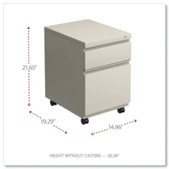 Alera 14.96 in. x 19.29 in. x 21.65 in. 2-Drawers: Box/File Legal/Letter Left or Right File Pedestal with Full-Length Pull - Putty