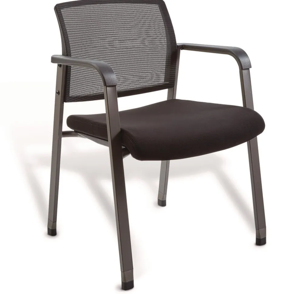 Alera 24.41 in. x 22.64 in. x 31.73 in. Elgar Fabric Guest Chair - Black Seat, Black Back, Black Base