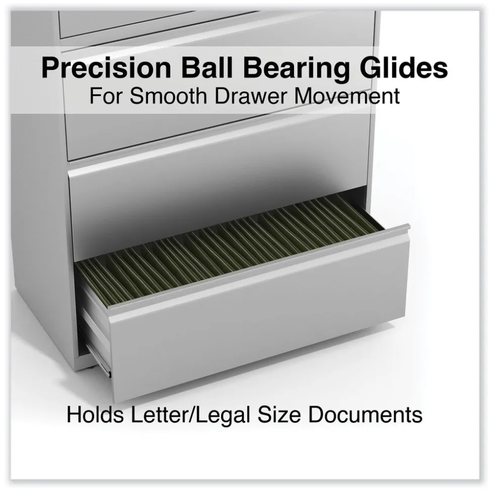 Alera 36 in. x 18.63 in. x 67.63 in. 5 Lateral File Drawer - Legal/Letter/A4/A5 Size - Light Gray