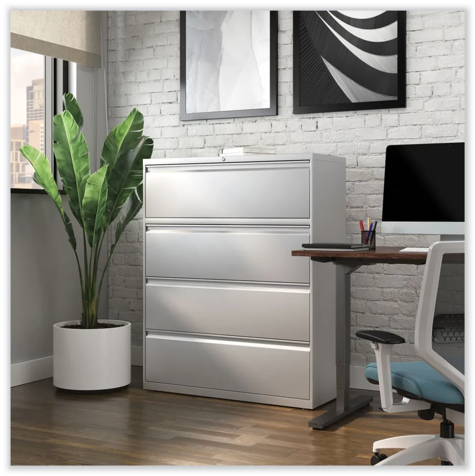 Alera 42 in. x 18.63 in. x 52.5 in. 4 Legal/Letter Size Lateral File Drawers - Light Gray