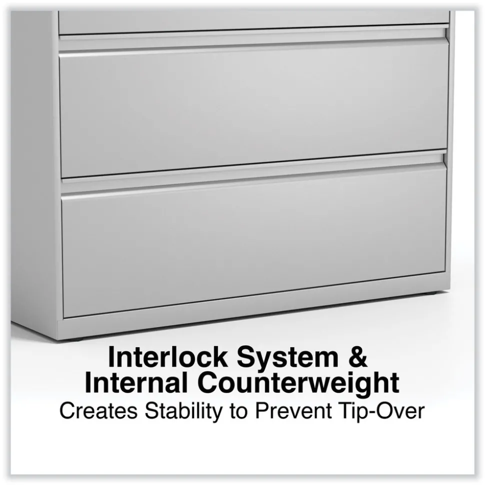 Alera 42 in. x 18.63 in. x 52.5 in. 4 Legal/Letter Size Lateral File Drawers - Light Gray
