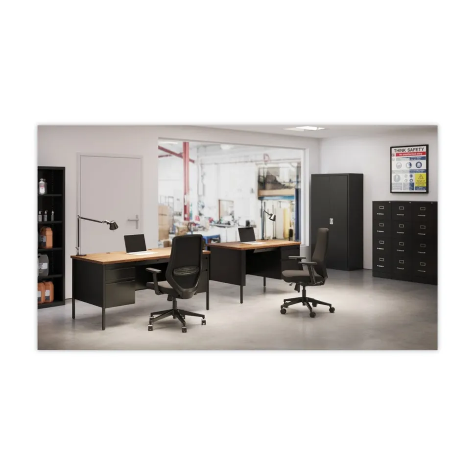 Alera 15 in. x 26.5 in. x 52 in. Letter-Size Four-Drawer Economy Vertical File - Black
