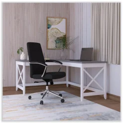 Alera 58.27 in. x 58.27 in. x 29.53 in. L-Shaped Farmhouse Desk - Gray/White