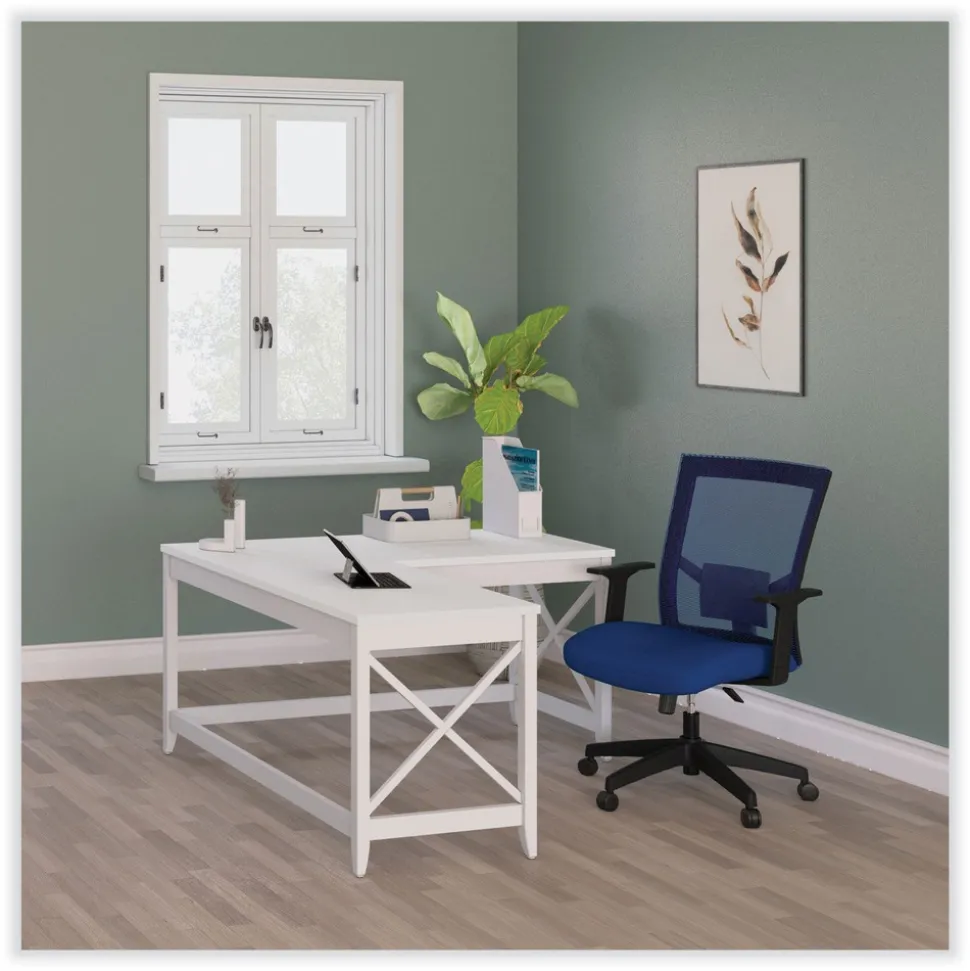 Alera 58.27 in. x 58.27 in. x 29.53 in. L-Shaped Farmhouse Desk - White