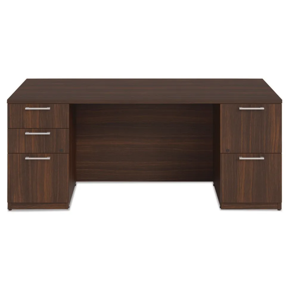 Alera 72 in. x 36 in. x 29 in. Seville Series Double Pedestal Desk - Mahogany