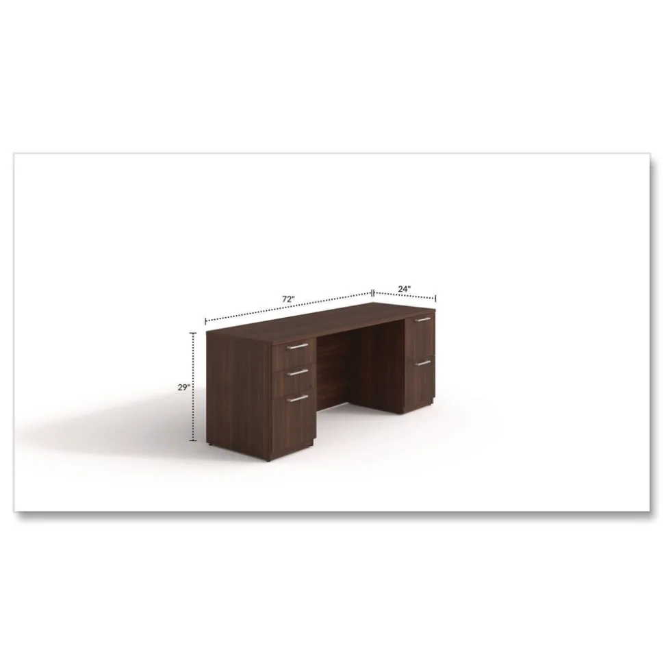 Alera 72 in. x 24 in. x 29 in. Seville Series Double Pedestal Credenza - Mahogany