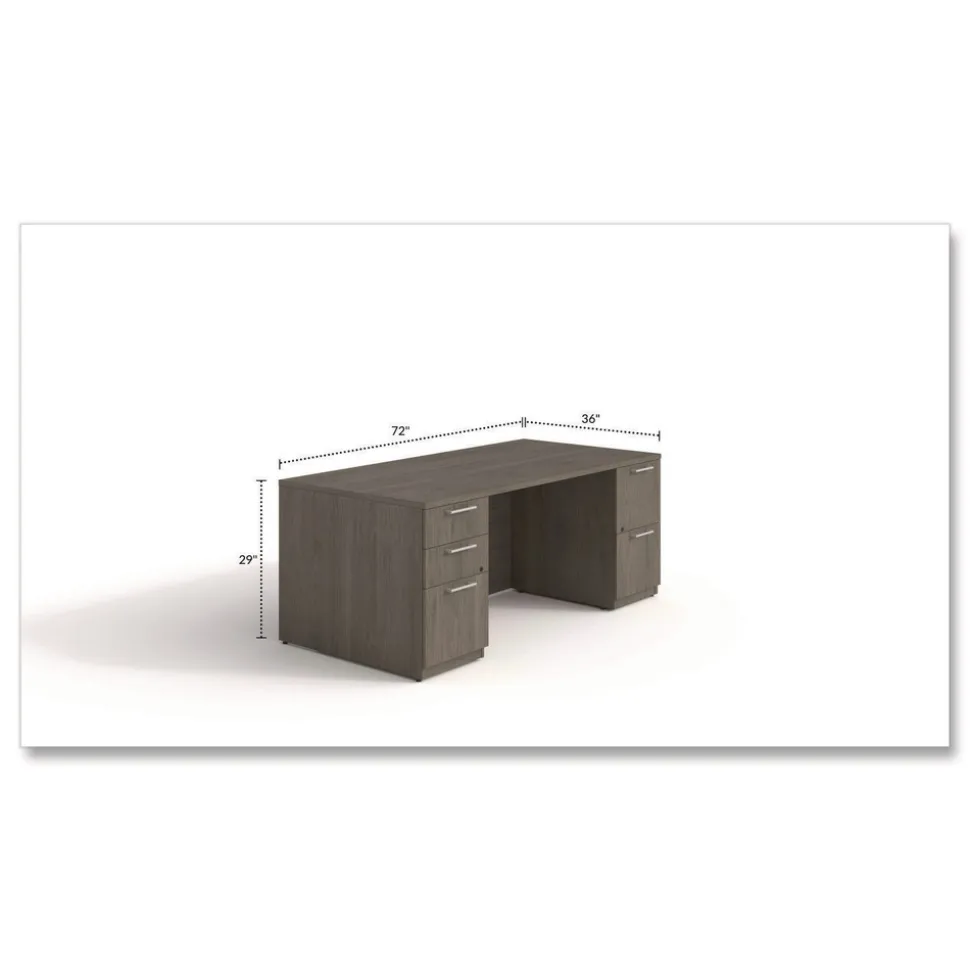 Alera 72 in. x 36 in. x 29 in. Seville Series Double Pedestal Desk - Walnut