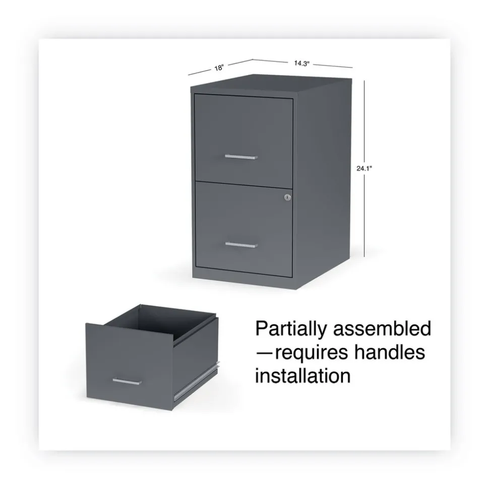 Alera 14 in. x 18 in. x 24.1 in. Soho 2-Drawer Vertical Letter File Cabinet - Charcoal