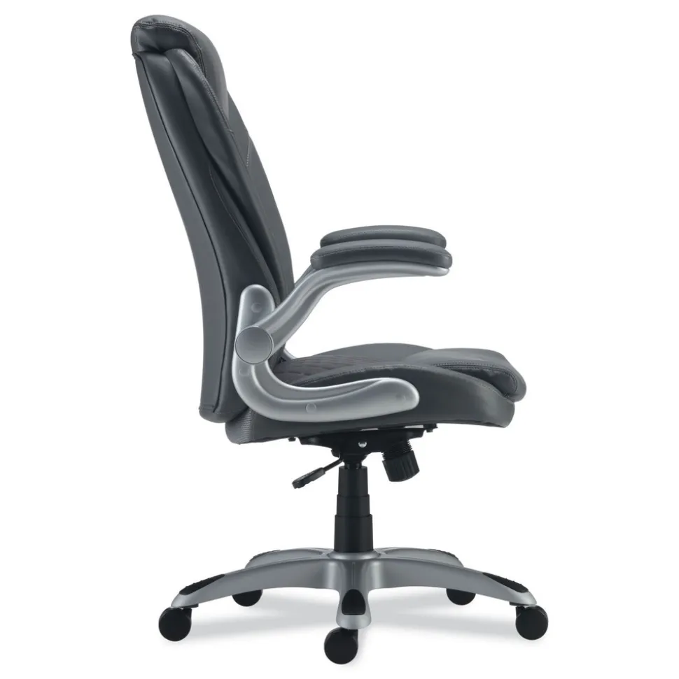 Alera Leithen Bonded Leather Midback Chair Supports Up to 275 lbs. - Gray/Silver