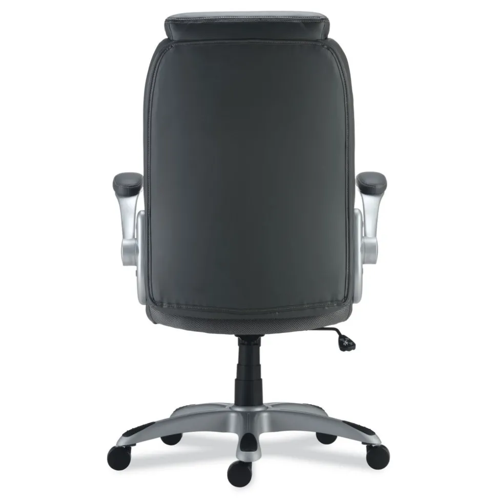 Alera Leithen Bonded Leather Midback Chair Supports Up to 275 lbs. - Gray/Silver