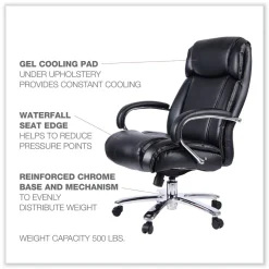 Alera Maxxis Series Big And Tall Leather Chair, Black/chrome