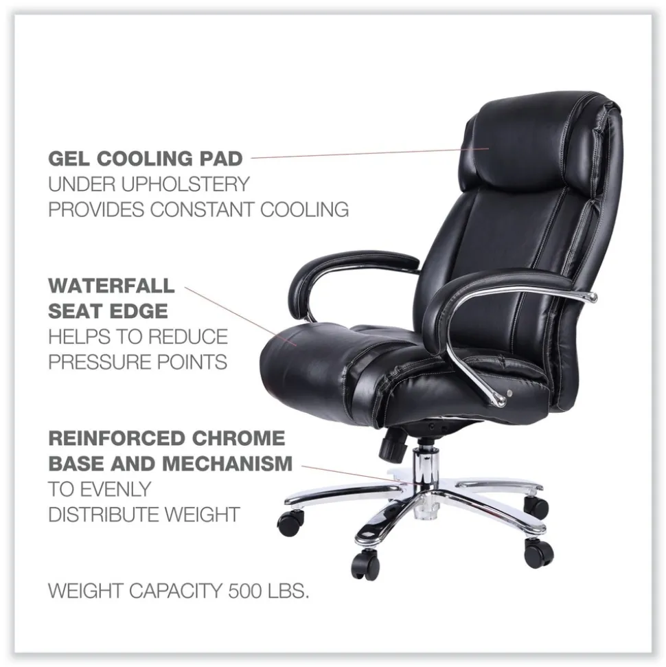 Alera Maxxis Series Big And Tall Leather Chair, Black/chrome