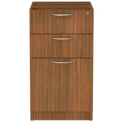 Alera VA532822WA 15.63 in. x 20.5 in. x 28.5 in. Valencia Series 3-Drawer Full File Pedestal - Modern Walnut