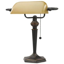 Alera 13 Watt 2 Prong 16 in. High Corded Banker's Lamp - Antique Bronze