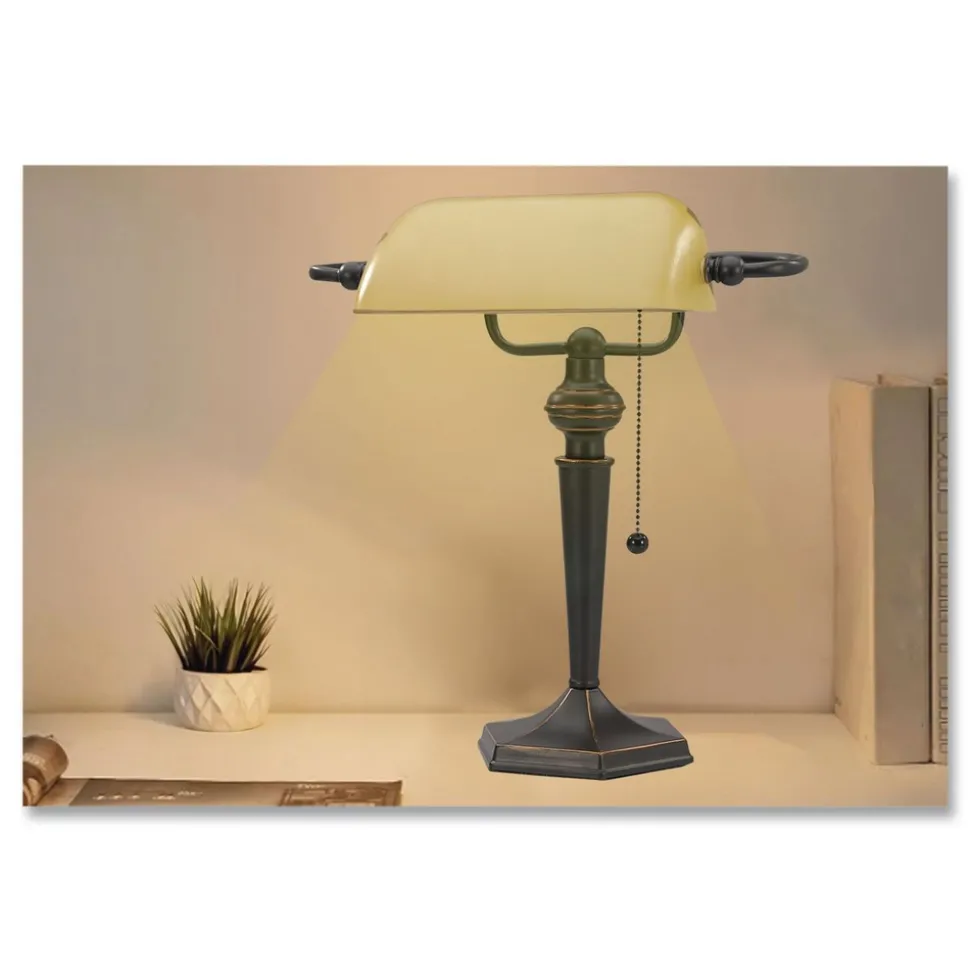 Alera 13 Watt 2 Prong 16 in. High Corded Banker's Lamp - Antique Bronze