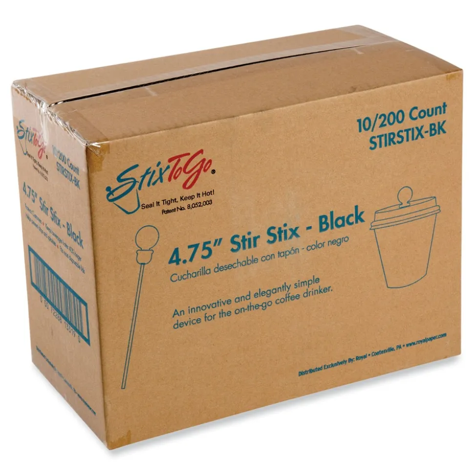 AmerCareRoyal 4.75 in. Beverage Plugs - Black (2000/Carton)