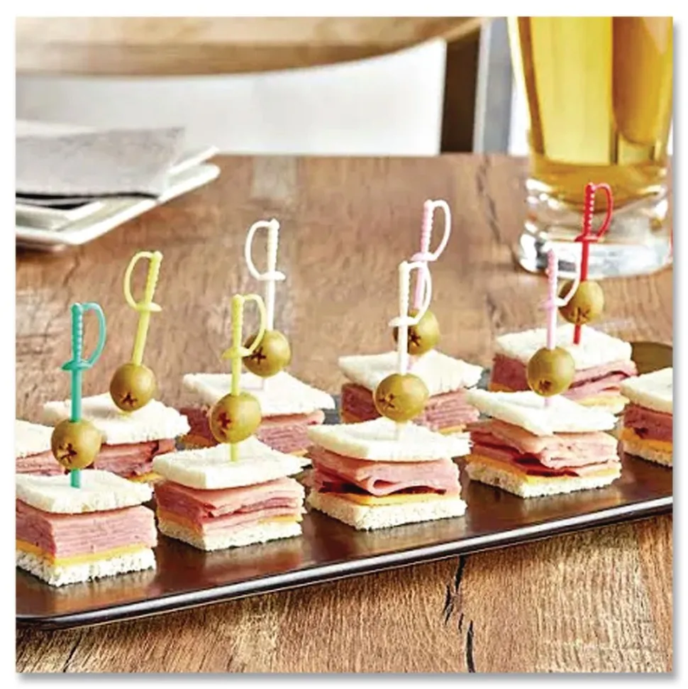 AmerCareRoyal RPP RP147 3.25 in. Plastic Sword Picks - Assorted Colors (10000/Carton)