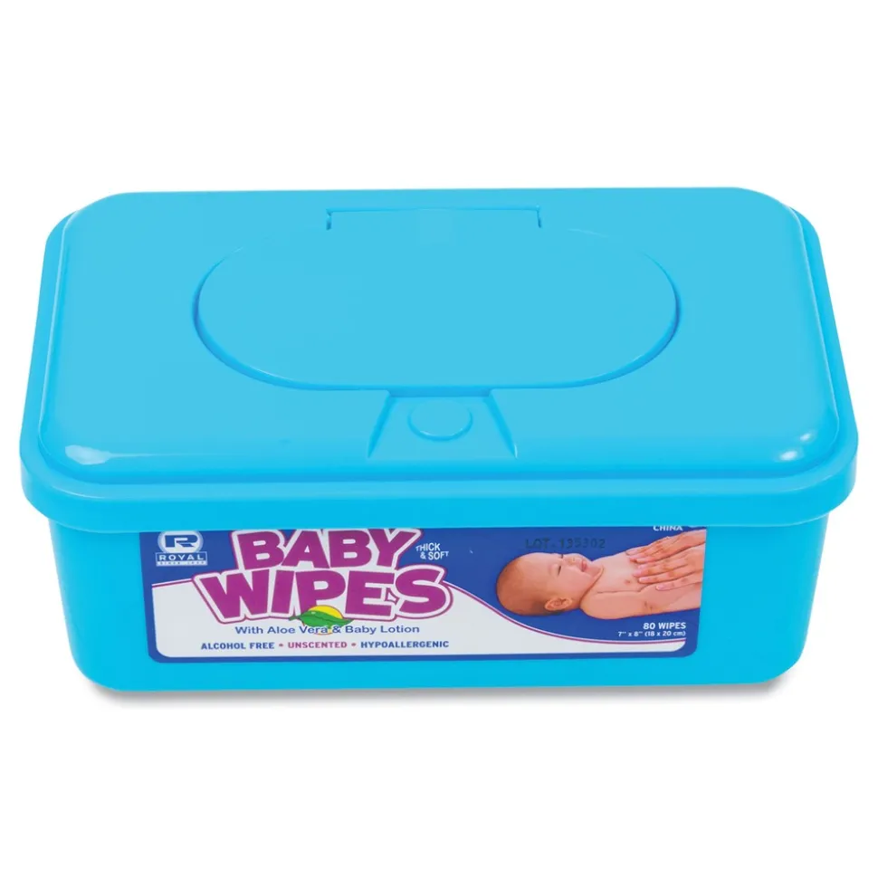AmerCareRoyal Baby Wipes Tub - Unscented/White (960/Carton)