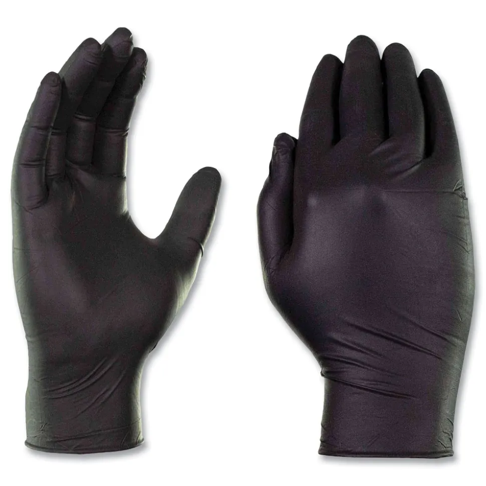 Ammex 9.5 in. Long 3 mil Powder-Free Industrial Nitrile Gloves - Medium/Black (1000/Carton)