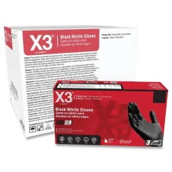Ammex 9.5 in. Long 3 mil Powder-Free Industrial Nitrile Gloves - Large/Black (1000/Carton)