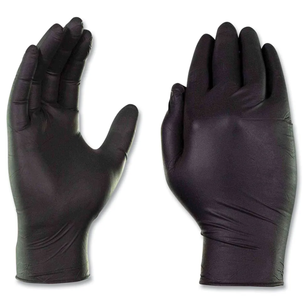 Ammex 9.5 in. Long 3 mil Powder-Free Nitrile Exam Gloves - Medium/Black (1000/Carton)