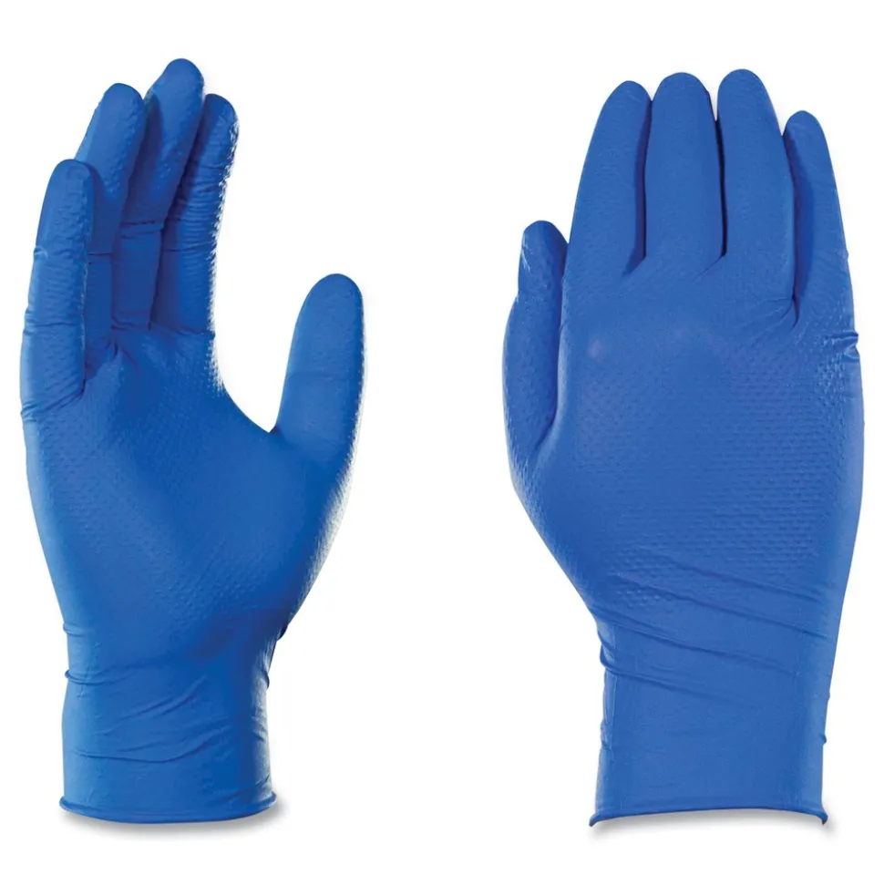 Ammex 9.5 in. 6 mil Heavy-Duty Industrial Nitrile Gloves - Medium/Royal Blue (1000/Carton)