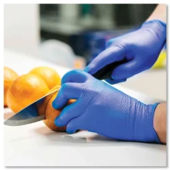Ammex 9.5 in. 6 mil Heavy-Duty Industrial Nitrile Gloves - Medium/Royal Blue (1000/Carton)