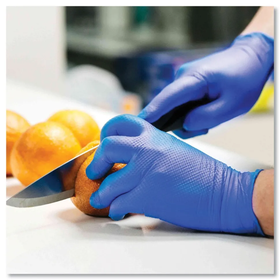 Ammex 9.5 in. 6 mil Heavy-Duty Industrial Nitrile Gloves - Medium/Royal Blue (1000/Carton)