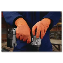 Ammex 9.06 in. 6 mil Ultra Industrial Flock-Lined Nitrile Disposable Gloves - X-Large/Orange (500/Carton)