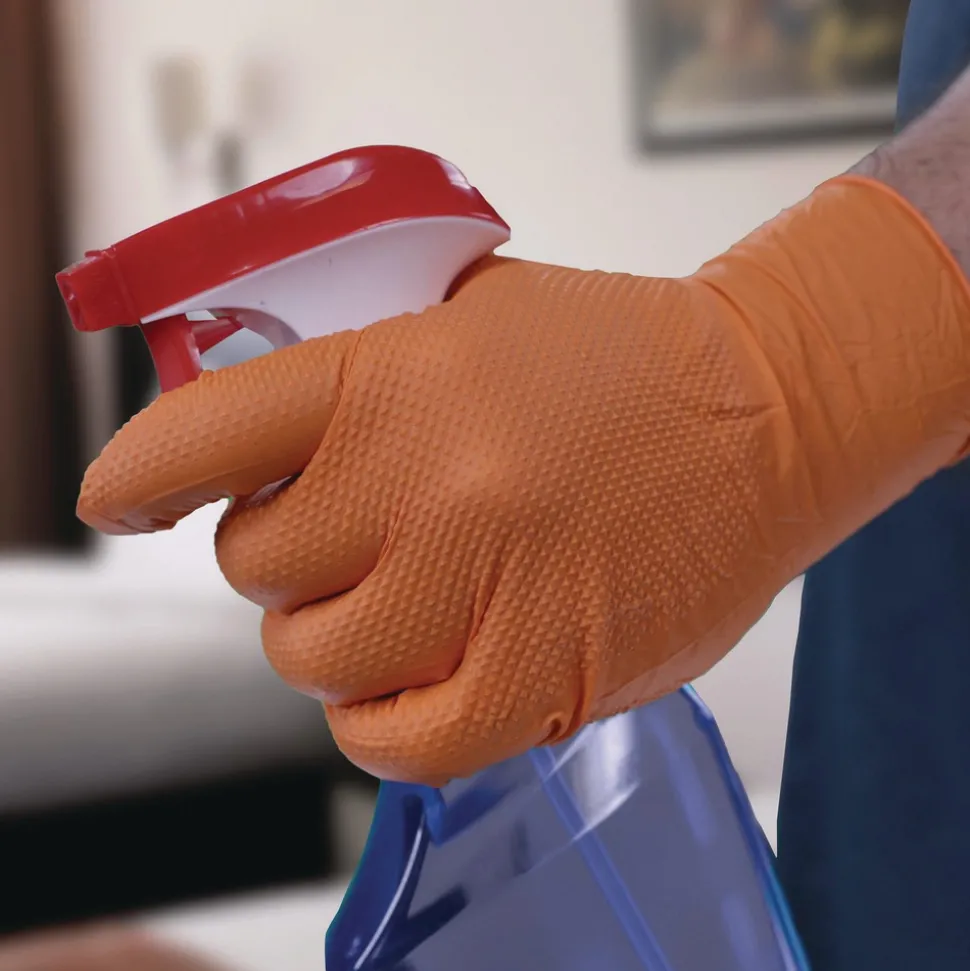 Ammex 6 mil DT Nitrile Powder-Free Disposable Gloves - 2X-Large, Orange (1000/Carton)