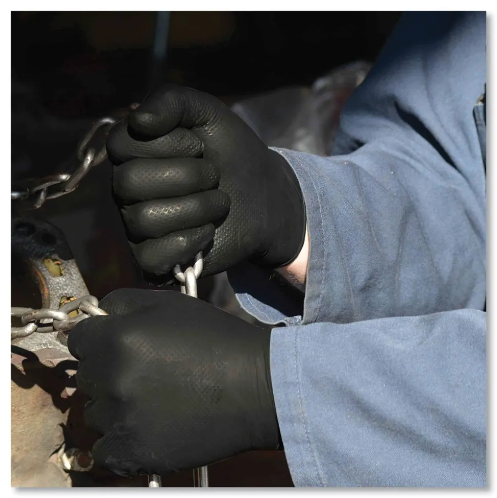 Ammex 6 mil Heavy-Duty Industrial Powder-Free Nitrile Gloves - X-Large, Black (1000/Carton)