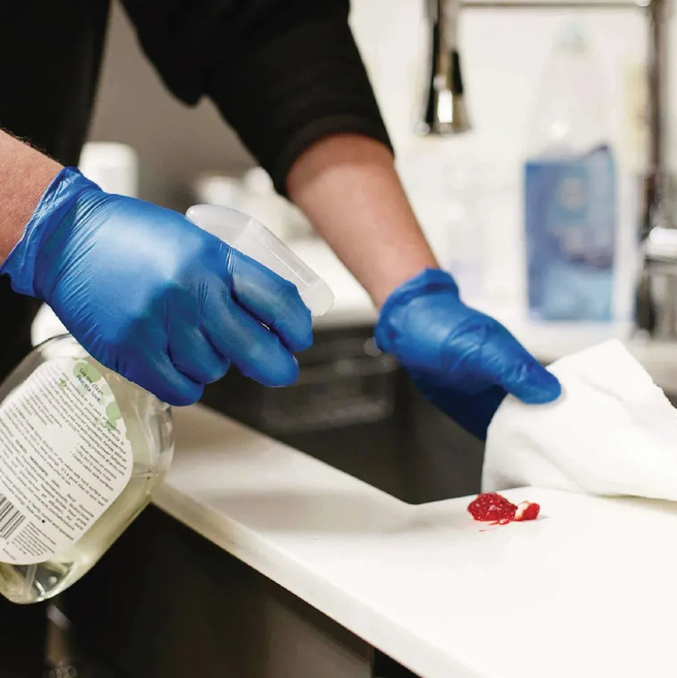 Ammex 3 mil Industrial Powder-Free Vinyl Gloves - Large, Blue (1000/Carton)