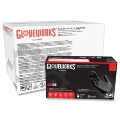 Ammex 5 mil Industrial Powder-Free Nitrile Gloves - X-Large, Black (1000/Carton)