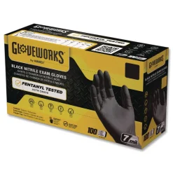 Ammex 6 mil Powder-Free Nitrile Exam Gloves - X-Large, Black (1000/Carton)