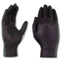 Ammex Nitrile Exam Gloves, Powder-Free, 3 mil, Small, Black, 100/Box, 10 Boxes/Carton